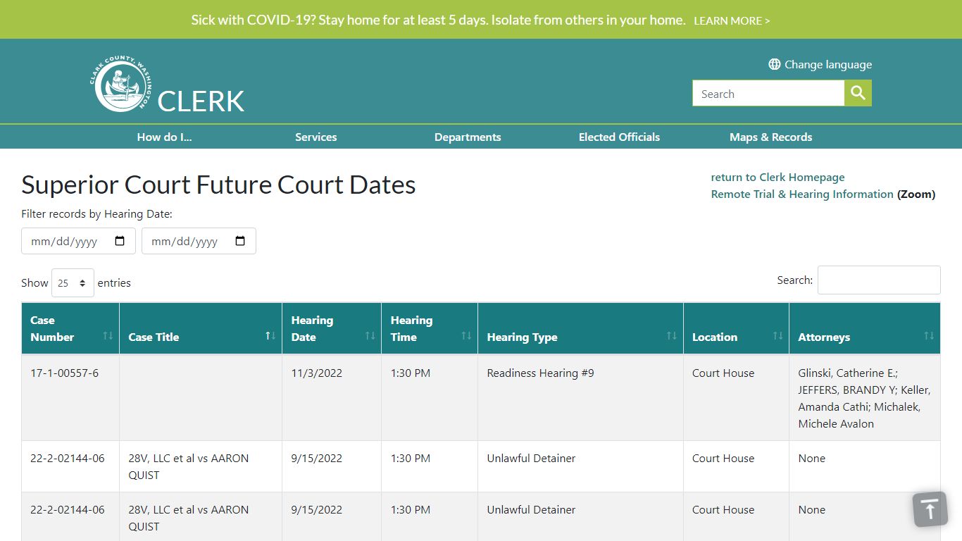 Superior Court Future Court Dates | Clark County - Clark County, Washington